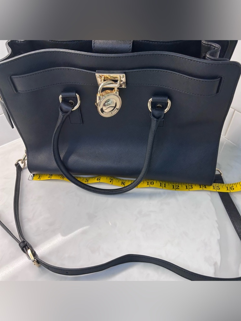 Michael Kors Hamilton Traveler Black Leather Top Zip MD Messenger tags attached - Picture 11 of 14